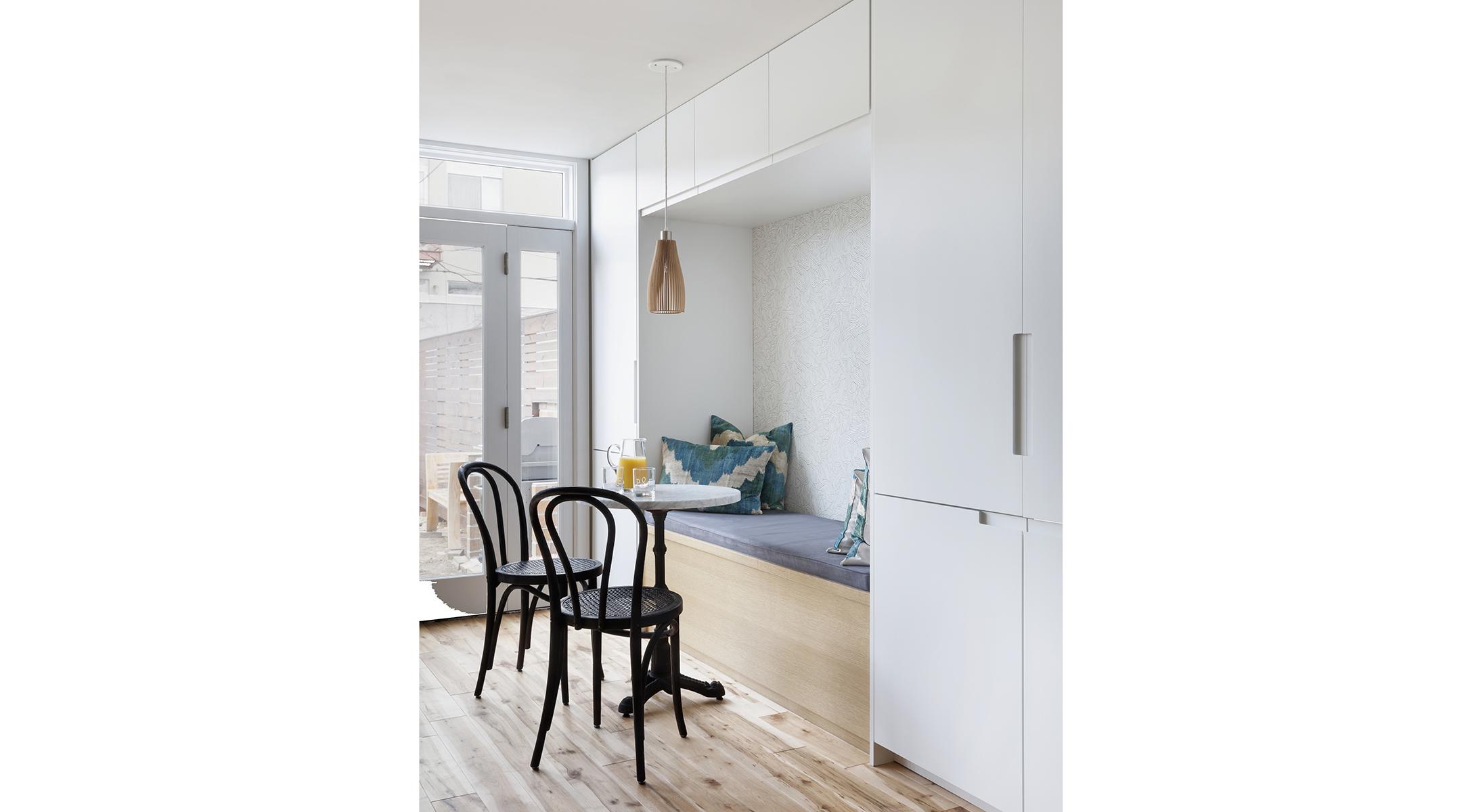 Custom Ikea Dunsmuir Cabinets White Breakfast Nook
